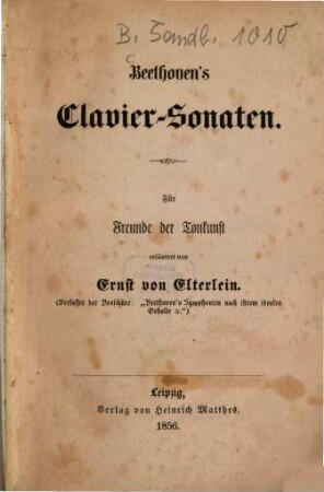 Beethoven's Clavier-Sonaten : für Freunde der Tonkunst