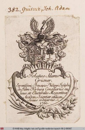 Wappen des Johann Adam Gruesner