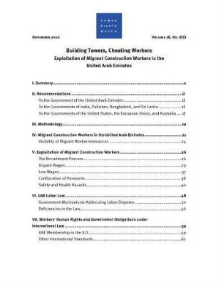 Building towers, cheating workers : exploitation of migrant construction workers in the United Arab Emirates