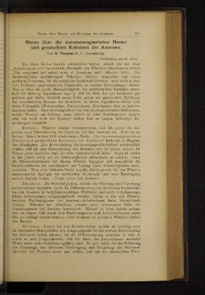 Neues über die zusammengesetzten Nester und gemischten Kolonien der Ameisen.