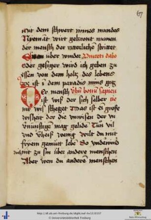 [67r - 69v] Sprüche und Dicta von der Weisheit.
