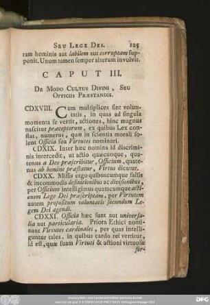 Caput III. De Modo Cultus Divini, Seu Officiis Praestandis.