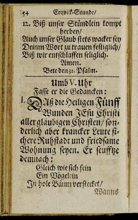 Umb V. Uhr. - Umb VII. Uhr.