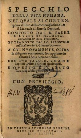 Specchio della vita humana