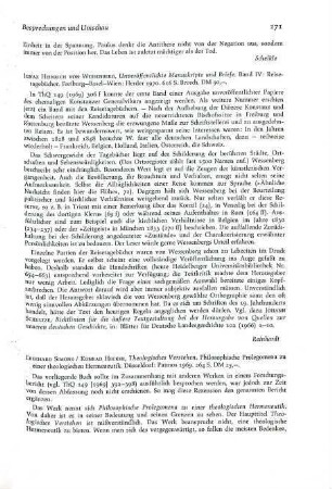 171 [Rezension] Wessenberg, Ignaz Heinrich von, Unveröffentlichte Manuskripte und Briefe