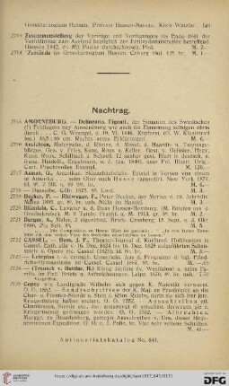 Nachtrag (Nr. 2715 - 2769)