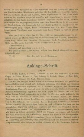 Anklage-Schrift gegen ...