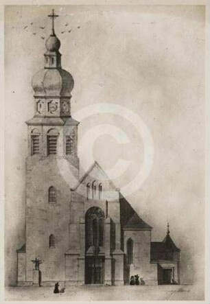 Ansicht/Aufriss der katholischen Pfarrkirche in Wittichenau