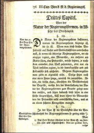 Drittes Capitel. Von der Natur der Regierungsformen, in Absicht des Oberhaupts.