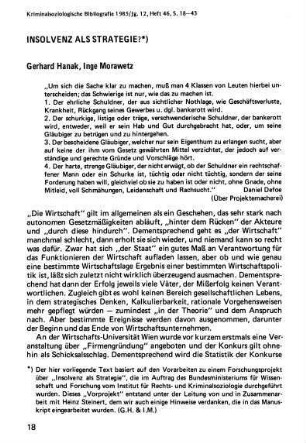 18-43, Insolvenz als Strategie?