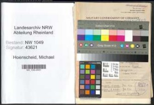 Entnazifizierung Michael Hoenscheid , geb. 06.11.1901 (Lehrer)