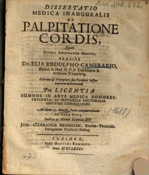 Dissertatio Medica Inauguralis De Palpitatione Cordis