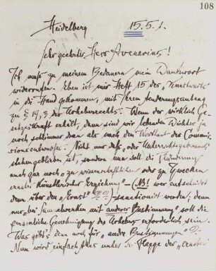 Brief an Ferdinand Avenarius