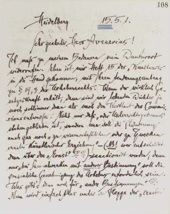 Brief an Ferdinand Avenarius
