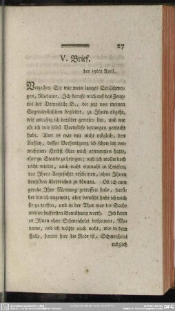 V. Brief. den 19ten April
