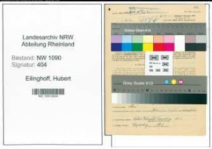 Entnazifizierung Hubert Eilinghoff , geb. 16.02.1909 (Schlosser)