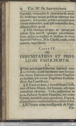 Caput IV. De Immunitatibus Et Privilegiis Parochorum