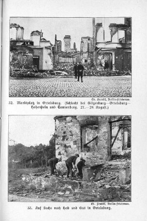 32. Marktplatz in Ortelsburg. (Schlacht bei Gilgenburg - Ortelsburg - Hohenstein und Tannenberg. 27. - 29. August.)