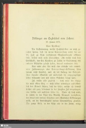 6. Döllinger an Erzbischof von Scherr : 29. Januar 1871