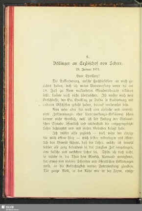 6. Döllinger an Erzbischof von Scherr : 29. Januar 1871