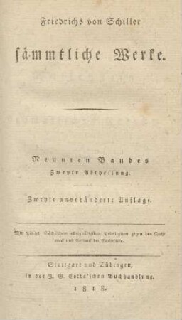 Bd. 9, Abt. 2: Wallenstein ein dramatisches Gedicht
