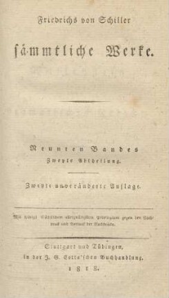Bd. 9, Abt. 2: Wallenstein ein dramatisches Gedicht