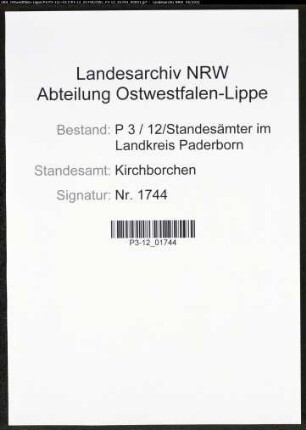 Heiratsregister Standesamt Kirchborchen