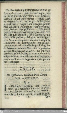 Cap. IV. De Applicatione Generali Iuris Divini connati ad omnes homines