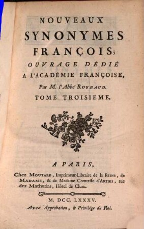 Nouveaux Synonymes François. 3