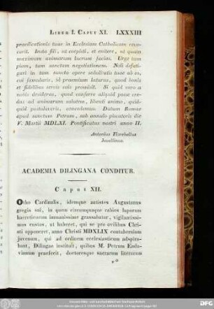 Academia Dilingana Conditur. Caput XII.