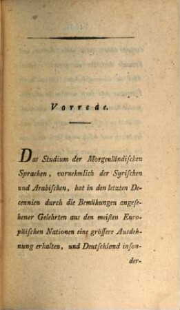 Archiv für die Morgenländische Literatur, Erstes Bändchen