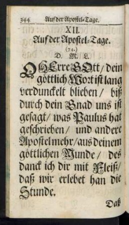 XII. Auf der Apostel-Tage.