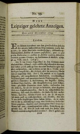No. 99. Den 11ten December 1789.