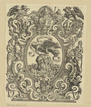 Vignette mit Adler auf Baumstumpf