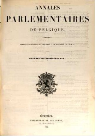 Annales parlementaires de Belgique. Session législative. 1855/56, Nov. - Febr.