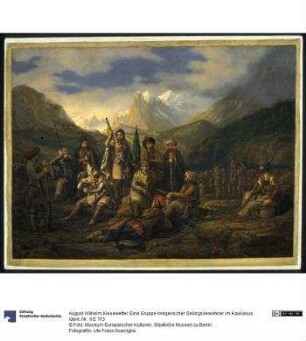 Eine Gruppe kriegerischer Gebirgsbewohner im Kaukasus