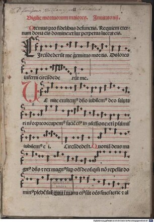 Vigiliae maiores minoresque mortuorum annexis vesperis necnon officiis eorundem canticis in eis notatis
