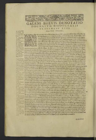 Galeni brevis denotatio dogmatum Hippocratis ex sermone XCIX