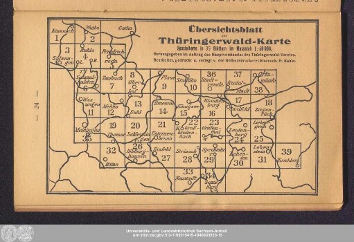 Übersichtsblatt zur Thüringerwald-Karte