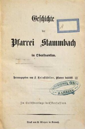 Geschichte der Pfarrei Stammbach in Oberfranken