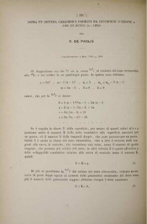 Sopra un sistema omaloidico formato da superficie d'ordine ... .