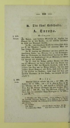 B. Die fünf Erdtheile
