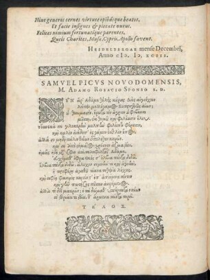 Samuel Picus Novodomensis ... S. D.
