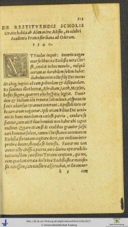 De Restituendis Scholis Oratio