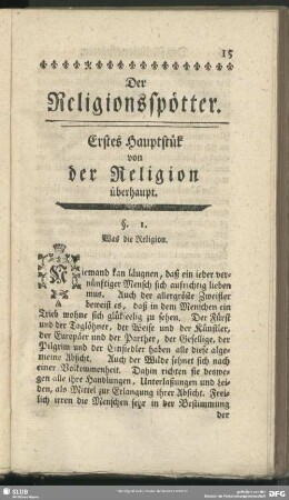 Erstes Hauptstük von der Religion überhaupt