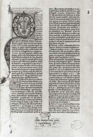 Nicolaus de Ausmo: Supplementum summae Pisanellae. - Astesanus: Canones poenitentiales. Nürnberg, 1475. Buchdruck und Buchmalerei. Titelblatt mit Initiale "Q" und Arabeske. Dresden: SLUB R 342 J