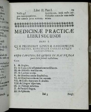 Pars I. Quæ Proponit Linguæ Fauciumque Affectus, Eorumque Causas Atque Curationem.