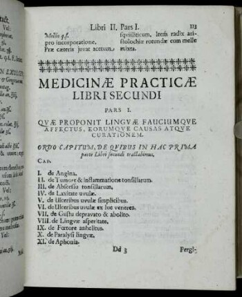 Pars I. Quæ Proponit Linguæ Fauciumque Affectus, Eorumque Causas Atque Curationem.