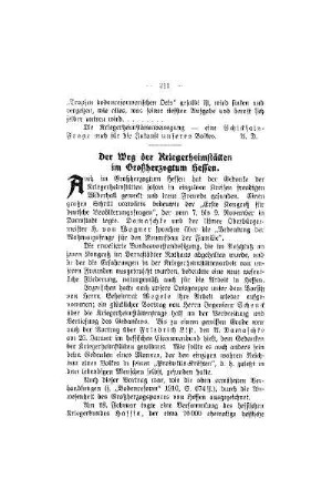 Der Weg der Kriegerheimstätten im Großherzogtum Hessen