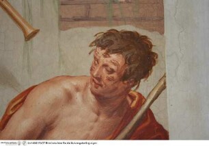 Freskendekoration mit mythologischem Zyklus, Die Geschichte der Io, Merkur schläfert Argus mit Musik ein